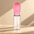Load image into Gallery viewer, Pink 550 ml portable pet water bottle with integrated drinking tray