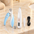 Load image into Gallery viewer, White pet trimmer kit with blue nail clipper and three button batteries