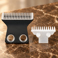 Load image into Gallery viewer, Replacement pet trimmer blade assembly with black metal backing and white toothed component. Powered trimmer not included.