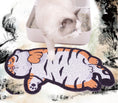 Cargar la imagen en la vista de la galería, Cat stepping on fat tiger shaped PVC litter mat near cat litter box