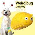 Load image into Gallery viewer, Golden retriever wearing red heart antenna headband sitting beside bright yellow bug dog toy