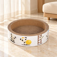 Load image into Gallery viewer, White panda-print cat scratcher bowl on a marble floor in a cream interior