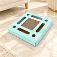 Cargar la imagen en la vista de la galería, Square mint corrugated cat scratcher on pale ivory marble
