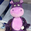 Load image into Gallery viewer, Close-up of a purple hippo plush rope dog toy showing soft texture and cotton rope limbs
