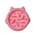 Load image into Gallery viewer, Top view of pink slow feeder bowl featuring bone and knob pattern