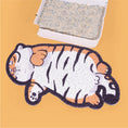 Cargar la imagen en la vista de la galería, Close-up of fat tiger design PVC litter mat with litter box on orange background