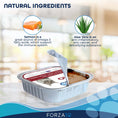 Cargar la imagen en la vista de la galería, Opened container of Forza10 Dermo cat food with icons highlighting salmon and aloe vera benefits