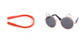 Load image into Gallery viewer, Red silicone strap and blue lens cat ear round sunglasses with rose gold frame