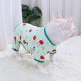 Charger l'image dans la visionneuse de la galerie, White French Bulldog standing showing side view of mint green cherry print pajamas
