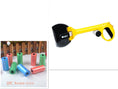 Cargar la imagen en la vista de la galería, Yellow and black portable dog waste scooper alongside assorted colored waste bag rolls