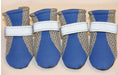 Charger l'image dans la visionneuse de la galerie, Four blue breathable dog shoes with gray mesh sides and white adjustable straps