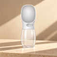 Load image into Gallery viewer, White 350 ml portable pet water bottle with integrated drinking tray