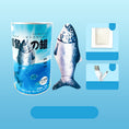 Load image into Gallery viewer, Salmon fish cat toy in fish-can packaging with charging cable and catnip