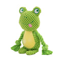 Load image into Gallery viewer, Green frog plush rope dog toy with yellow belly and protruding eyes