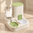 Load image into Gallery viewer, Grass Green gravity feeding station with a white ceramic food bowl and clear water reservoir