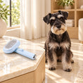 Load image into Gallery viewer, Pale blue grooming brush on an ivory marble bench beside a black and silver miniature schnauzer