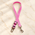 Load image into Gallery viewer, Pink adjustable pet car tether with metal seatbelt clip and swivel snap hook