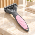 Cargar la imagen en la vista de la galería, Grey pet grooming comb with pale pink grip and stainless steel teeth