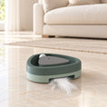 Load image into Gallery viewer, Green triangle cat track toy with white ball and feather on beige marble