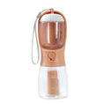 Load image into Gallery viewer, Peach colored portable dog water and food bottle with food hopper and spill-proof water dispenser
