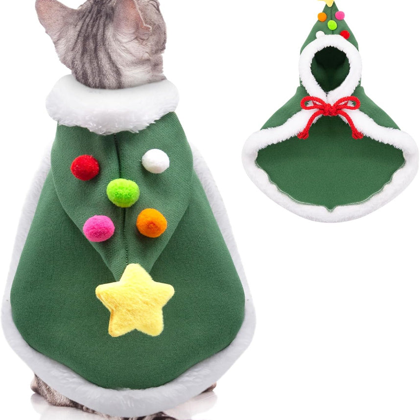 Pet Christmas Tree Cape With Velvet Stars
