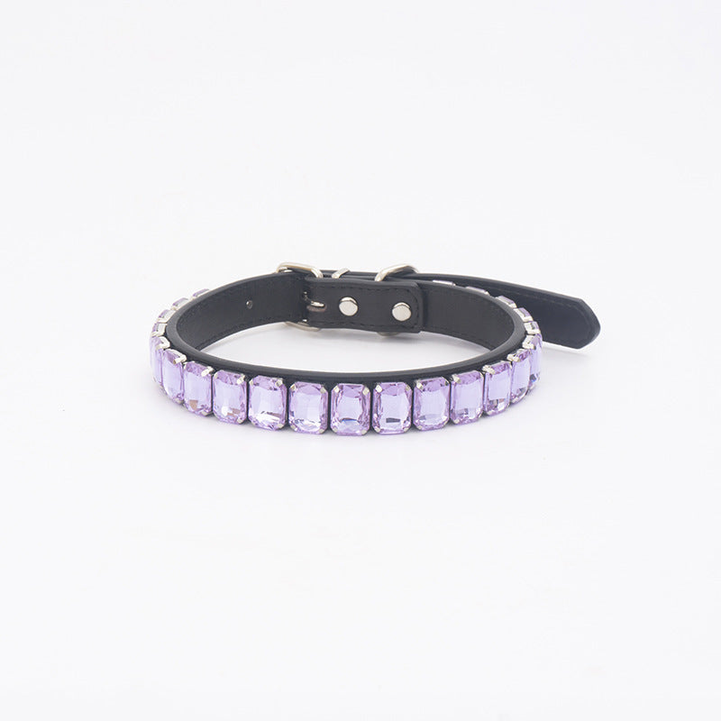 PU Rhinestone Pet Collar