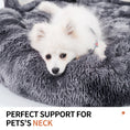 Load image into Gallery viewer, Close-up of small white dog resting head comfortably on plush gray bear paw pet bed
