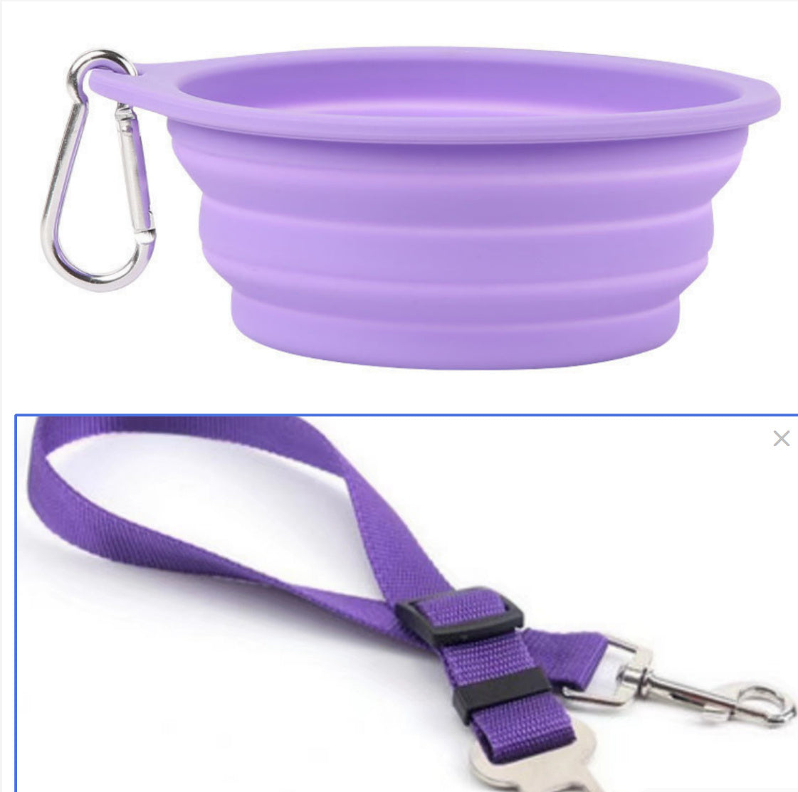 Adjustable blue pet seatbelt harness strap with metal clasp