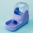 Load image into Gallery viewer, Purple automatic pet feeder fountain with transparent container on light blue background
