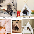 Load image into Gallery viewer, Collage of cats and dogs comfortably resting inside the white pet teepee
