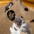 Charger l'image dans la visionneuse de la galerie, Kittens resting and peeking out from holes in the brown felt cat play mat
