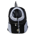 Load image into Gallery viewer, Black and gray breathable pet carrier backpack front view
