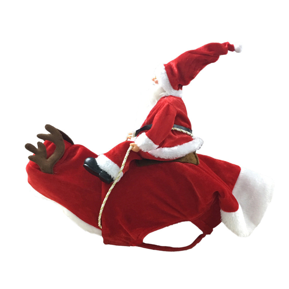 Vêtements de Noël pour chien Père Noël chevauchant un cerf