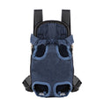 Load image into Gallery viewer, Front view of denim-style portable chest shoulder pet carrier
