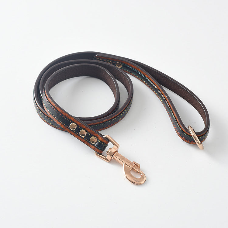 Croc Embossed PU Leather Collar & Leash Set