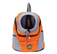 Load image into Gallery viewer, Orange and gray breathable pet carrier backpack front view
