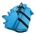 Cargar la imagen en la vista de la galería, Blue dog life jacket displayed flat showing dragon tail and top handle
