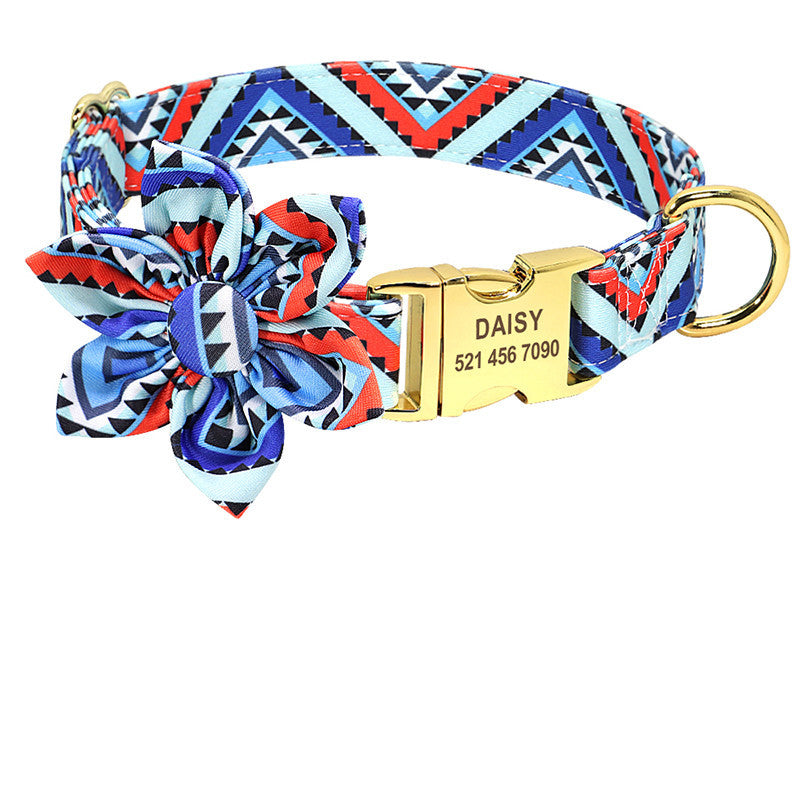 Collar de perro con estampado de moda, collar de nailon personalizado para perros, collares personalizados para cachorros y gatos, collares con etiqueta de identificación grabada, accesorios para perros