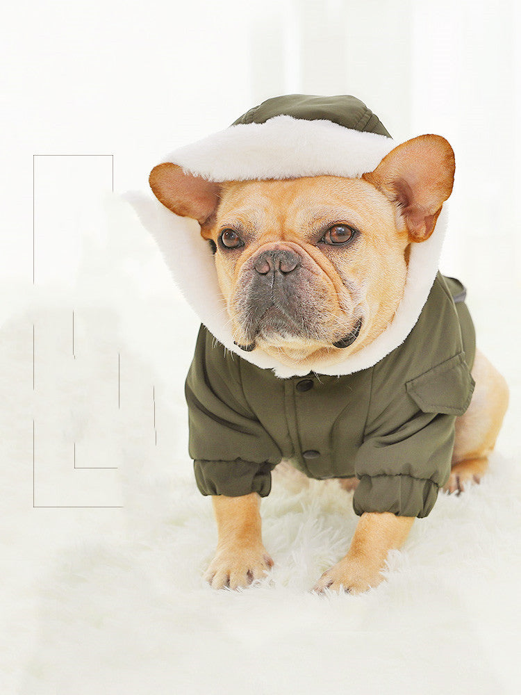 Law Fighting Clothes Dog Cotton Winter Pet Clothes Plus Velvet Thickening
