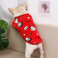 Cargar la imagen en la vista de la galería, Dog seen from behind wearing red coral fleece pajamas with cow cartoon print
