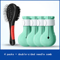 Load image into Gallery viewer, Four turquoise silicone cat nail covers with a double-sided needle comb displayed alongside
