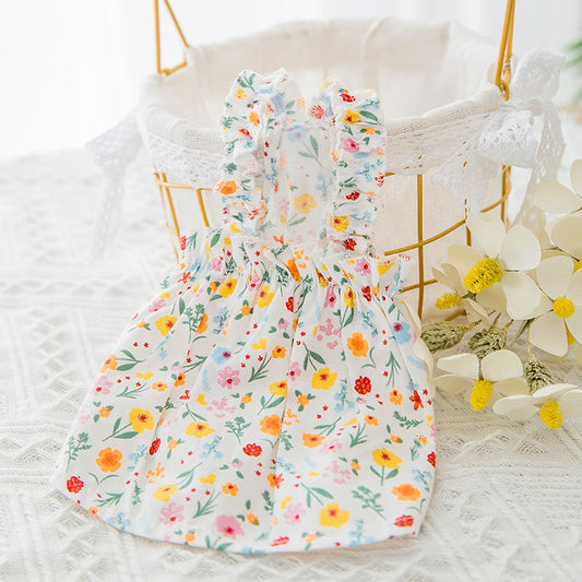 Floral Anti-hair Cat Halter Skirt