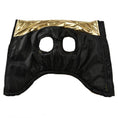Cargar la imagen en la vista de la galería, Inside view of gold dog vest showing smooth black lining and armholes
