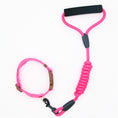 Load image into Gallery viewer, Pink dog leash and collar with foam padded handle displayed
