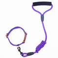 Load image into Gallery viewer, Purple dog leash and collar set with foam handle on white background
