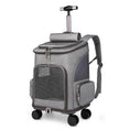 Cargar la imagen en la vista de la galería, Gray portable trolley pet backpack with mesh ventilation and trolley handle
