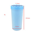 Load image into Gallery viewer, Blue extra-large silicone dog paw washer cup with detailed dimension measurements
