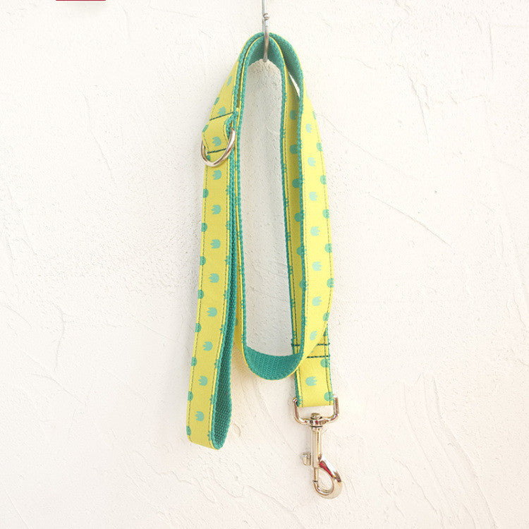 Leash hanging against a white textured wall showing full length and pattern