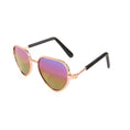 Load image into Gallery viewer, Gold metal frame polarized pet sunglasses with purple and green gradient lenses on white background
