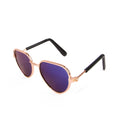 Load image into Gallery viewer, Gold metal frame polarized pet sunglasses with dark blue lenses on white background
